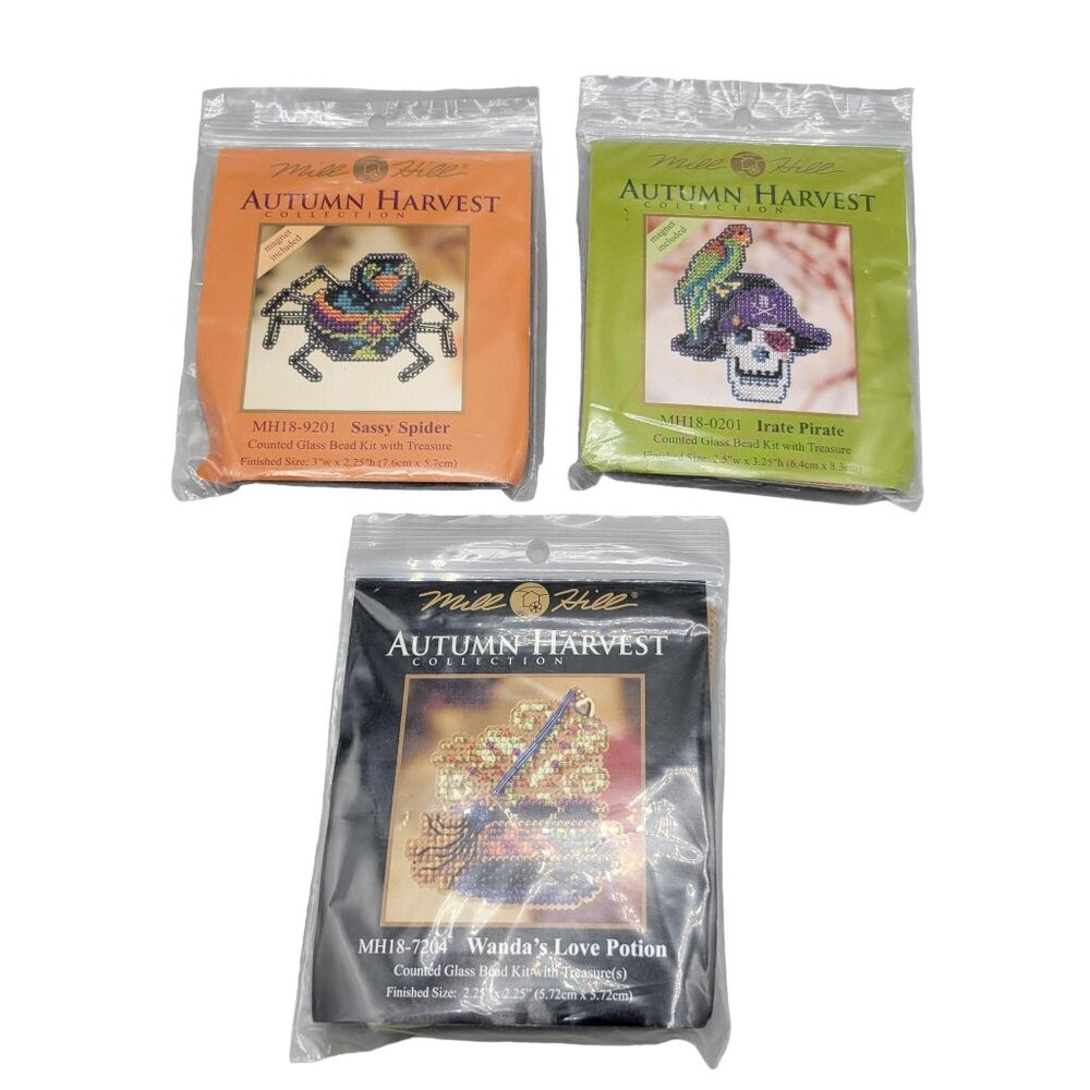 Mill Hill Glass Bead Kits Autumn Harvest Collection New Beading Kits Set of 3